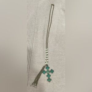 Petina Cross Necklace with Faux Pearls